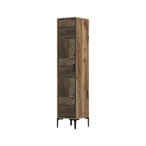 Armoire polyvalente 1 porte effet bois beige, anthracite 48…