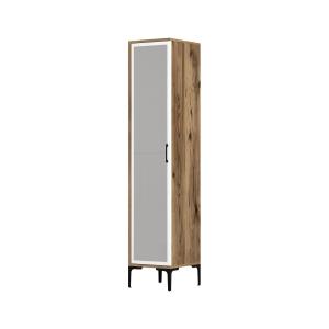 Armoire polyvalente 1 porte effet bois beige, blanc 40x201…