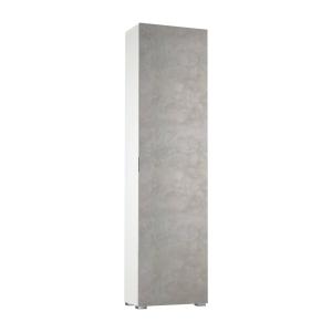 Armoire polyvalente 1 porte effet bois ciment, blanc 50x30cm