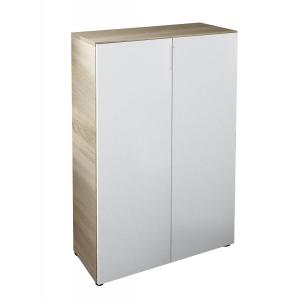 Armoire polyvalente à 2 portes effet bois beige, blanc 72x3…