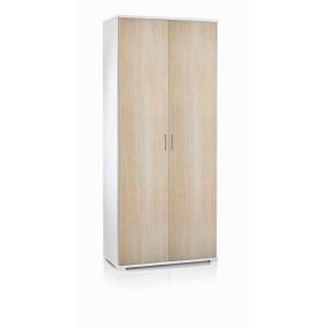 Armoire polyvalente à 2 portes effet bois beige, blanc 90x4…