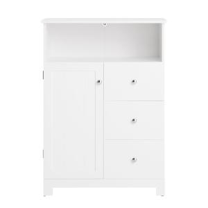 Armoire toilette effect bois blanc avec 1 porte et 3 tiroirs