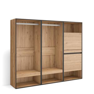 Armoire vestiaire effet bois chêne 180x35x145cm