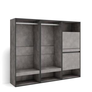 Armoire vestiaire effet bois ciment 180x35x145cm