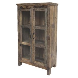 Armoire vitrine 2 portes en bois recyclé et verre 80 x 48 x…