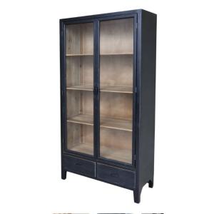 Armoire vitrine en bois de sapin noir et verre 100 x 40 x 1…