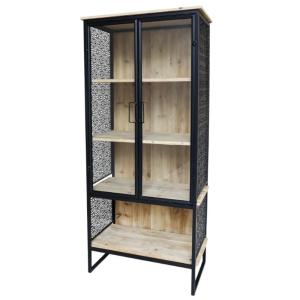 Armoire vitrine en bois et fer marron et noir 71 x 38.5 x 1…