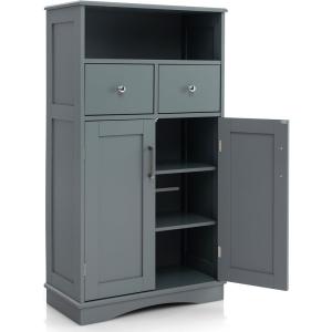 Armoire wc avec 3 étagères réglable grise 60 x 30 x 107 cm…