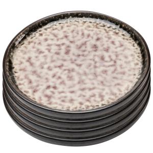 Assiette à dessert en grès gris D14 - Lot de 4