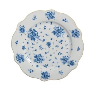 Assiette à dessert en porcelaine blanche motif fleuri bleu…