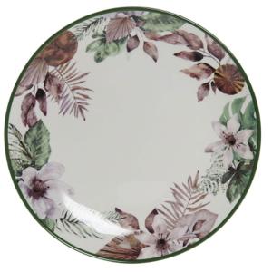 Assiette à dessert en porcelaine motif tropical 19x19x2cm