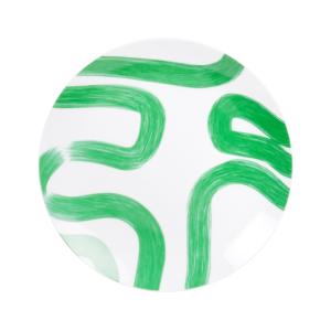 Assiette à dessert en porcelaine motifs graphiques verts