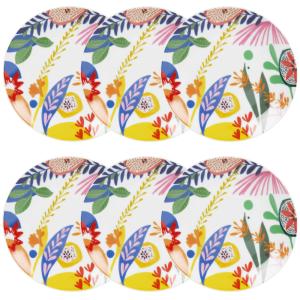 Assiette à dessert en porcelaine multicolore imprimée