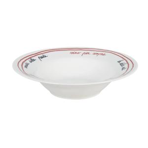 Assiette à pâtes en céramique blanche motif noir et rouge