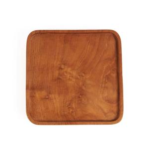 Assiette carrée en bois de teck naturel 8.5x8.5 cm