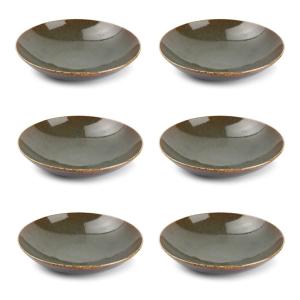 Assiette creuse 21xH5cm vert  - Lot de 6