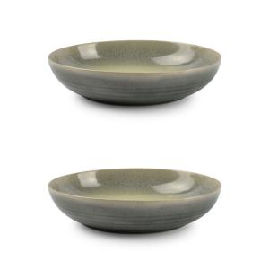 Assiette creuse 22x19xH5cm vert/gris  - Lot de 2