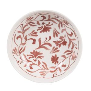 Assiette creuse en céramique blanche motif floral bordeaux