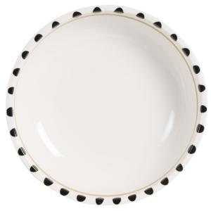 Assiette creuse en céramique blanche motif marron et noir