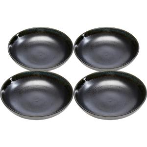 Assiette creuse en faïence noire D23 - Lot de 4