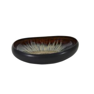 Assiette creuse en grès de table vert 21 cm - Lot de 6