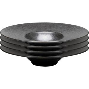 Assiette creuse en grès noir D27 - Lot de 4