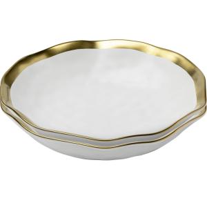 Assiette creuse en porcelaine blanche et dorée D20 - Lot de…