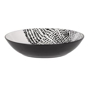 Assiette creuse en porcelaine blanche et noire à motifs