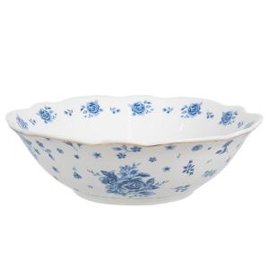 Assiette creuse en porcelaine blanche motif fleuri bleu 15x…