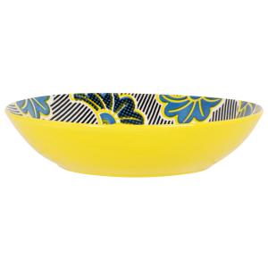 Assiette creuse en porcelaine jaune, bleue et noire motif f…