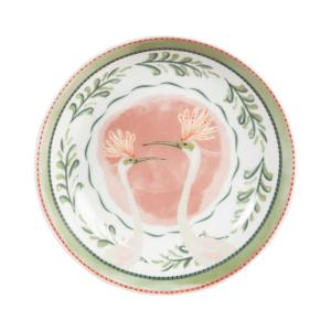 Assiette creuse en porcelaine motifs oiseau multicolores