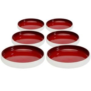 Assiette creuse en porcelaine rouge et blanche D21 - Lot de…