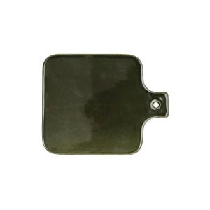 Assiette de présentation en grès vert foncé
