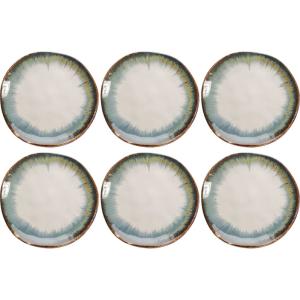 Assiette en céramique blanche et bleue D20 - Lot de 6