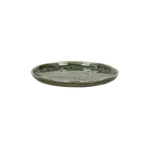 Assiette en grès vert foncé
