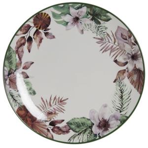 Assiette en porcelaine motif tropical 27x27x2cm