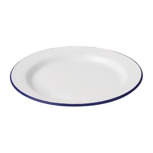 Assiette plate acier émaillé   300 mm   lot de 6