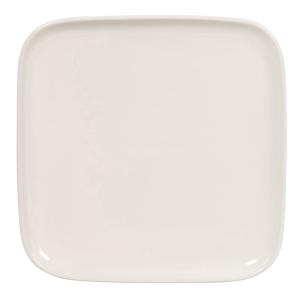 Assiette plate carrée en céramique blanche