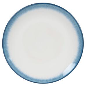 Assiette plate en céramique blanche et bleue