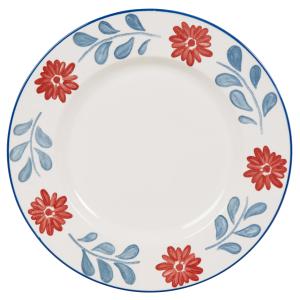 Assiette plate en céramique blanche motif floral bleu et ro…