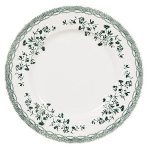 Assiette plate en céramique blanche motif floral vert