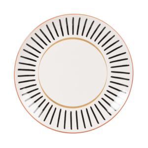 Assiette plate en céramique blanche motifs ethniques noirs…