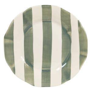 Assiette plate en faïence blanche et verte