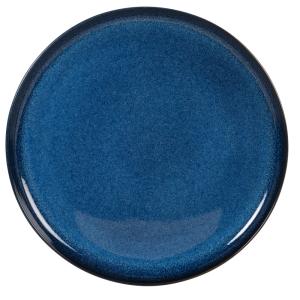 Assiette plate en faïence bleue