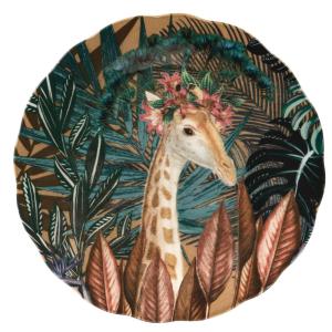 Assiette plate en faïence multicolore motif tropical et gir…