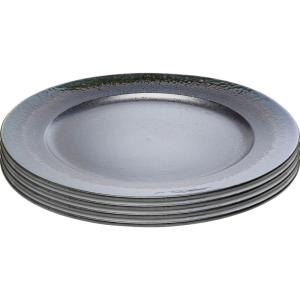 Assiette plate en faïence noire D28 - Lot de 4