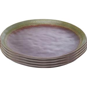 Assiette plate en faïence violette et verte D27 - Lot de 6
