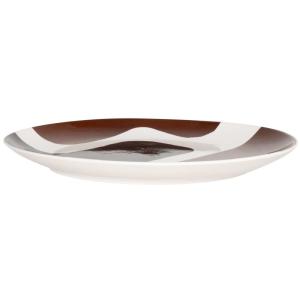 Assiette plate en grès à formes géométriques marrons et noi…