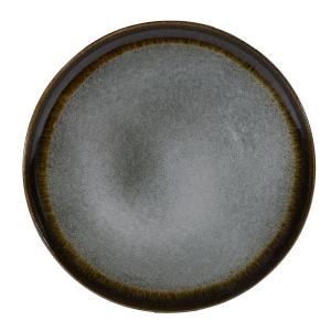 Assiette plate en grès artisanal gris 27 cm - Lot de 4