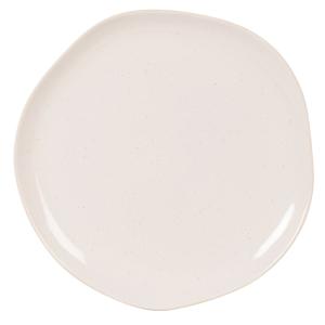 Assiette plate en grès beige moucheté